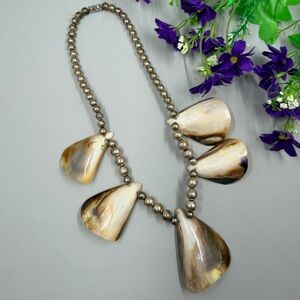 Vintage and Handmade Genuine Shell Pendant Choker Style Necklace